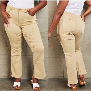 Judy Blue Cailin Mid Rise Garment Dyed Bootcut Jeans Tan Khaki Women’s Plus 18w